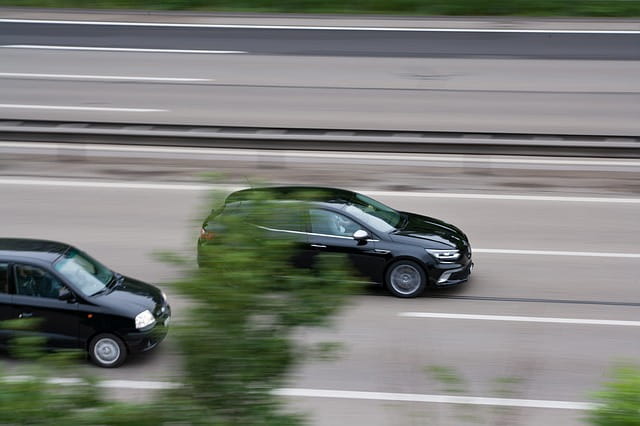 Car flashed by speed control radar.